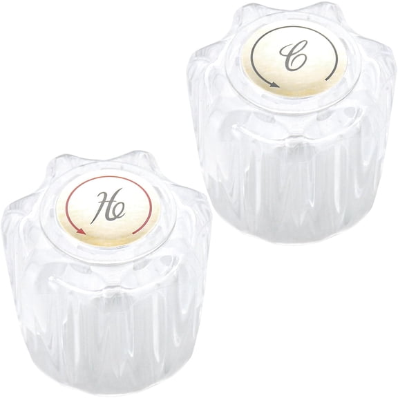 RVKXHD RV Faucet Parts Bathroom Sink Camper Shower Knobs Replacment 2 Piece, Hot and Cold Outside Bathroom Faucet Knobs with Screws and Buttons (Crystal)