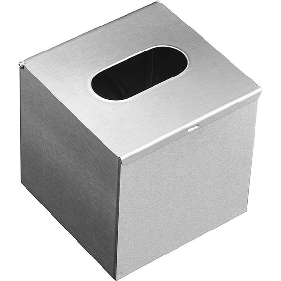 RVKXHD Square Tissue Box Cover Tissue Box Holder Napkin Holder Tissue Decorative Holder For Bathroom Bedroom Office Dresser Nightstand Desk Tabletop 5"X 5" X 5"-Stainless Steel Brushed Nickel