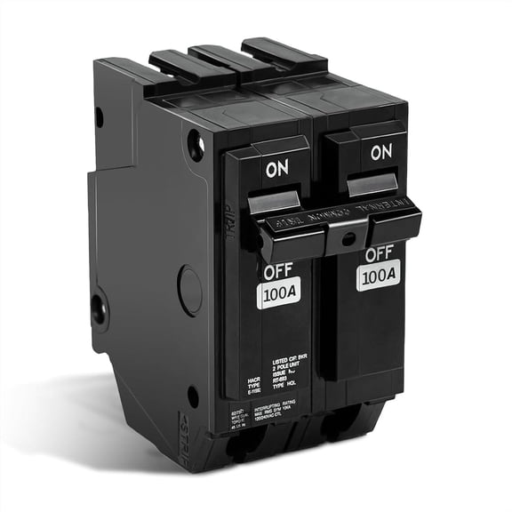 RVKXHD THQL2100 Circuit Breaker 100 Amp 2-Pole, Plug-in Mount, Thermal Magnetic Protection, 10KA, 120/240V, Compatible with GE Q-Line & Thick Series Load Centers