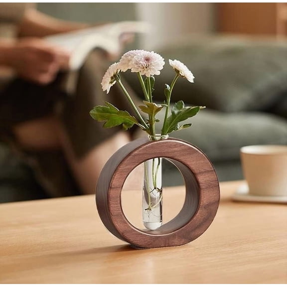 RVKXHD Tabletop Vase,Modern Boho Planter Propagation Vase - Indoor Plant Pots for Desk Decor - Black Walnut Wooden Flower Vase - Plant Gift-Plants Not Included