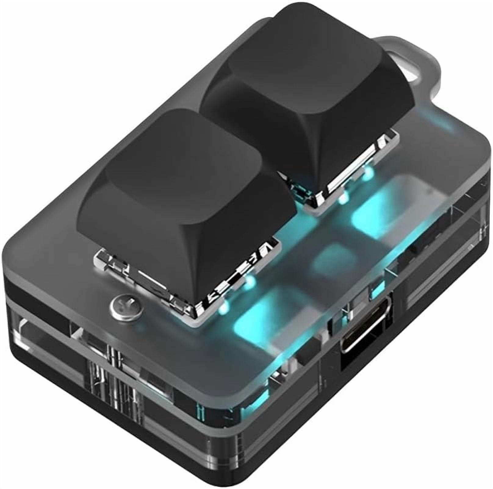 RVKXHD USB 2-Key Mini Keypad, Support Programming Macro and Software Blue Switch Custom Keyboard with RGB Light, Support Bluetooth and USB C Connection