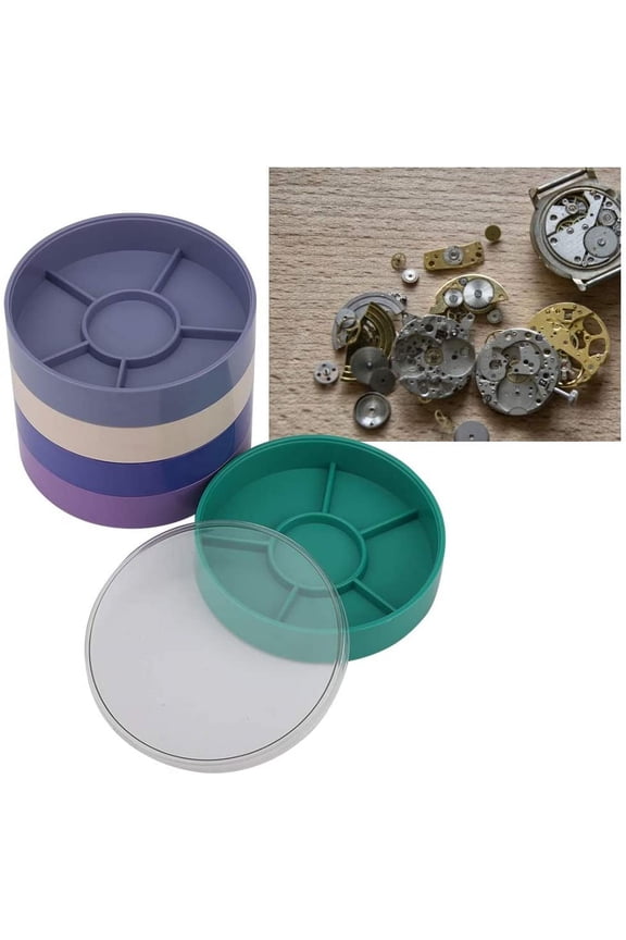 Watch Parts Tray, Watch Parts Storage Box with 5 Layer Watch Repair Tool/Watch Parts Storage Box, Watch Tools (Round)