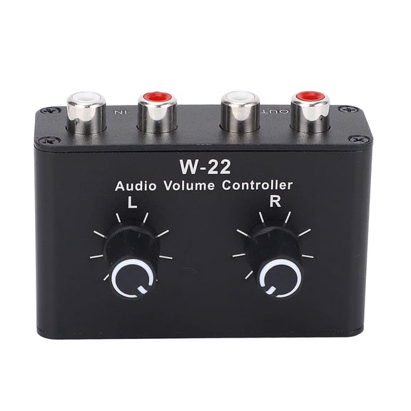 RVKXHD 3.5mm Audio Volume Controller, Ground Isolation Circuit Design Volume Control Knob Stereo Balance Attenuator, Aluminum Alloy Box Black for 3.5mm Interfaces