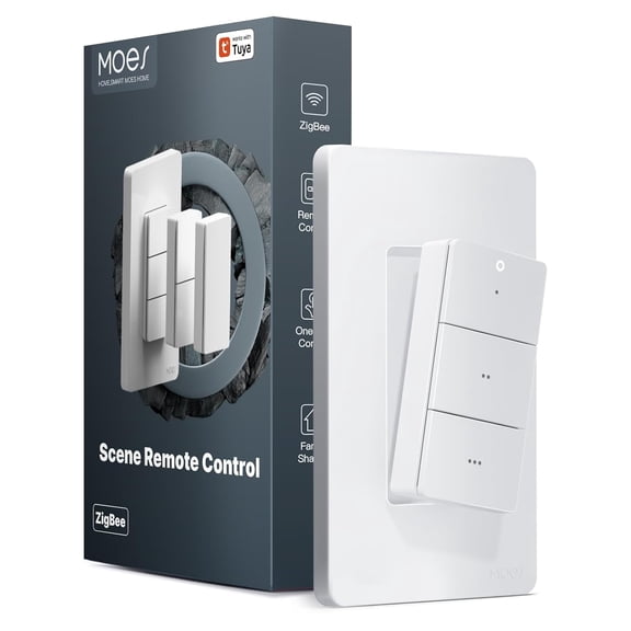 RVKXHD ZigBee Smart Scene Switch, Wireless Remote Control for Smart Home - 3 Button 9-Action DIY Scene Controller, Magnetic Wall Mount or Handheld, 365-Day Battery, No Wiring Required