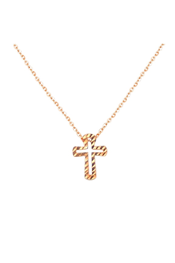 RVLA Romance Victory 18k Rose Gold Cross Pendant Necklace, 17.5 (16.5"+1 extender)