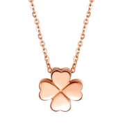 RVLA Romance Victory 18k Rose Gold Four-Leaf Clover Pendant Necklace, 17.5 16.5+1  extender