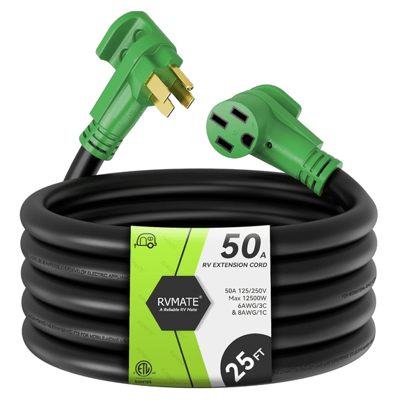 Superior Electric RVA1531 – 15 Foot 50 Amp RV Power Cord With Plug & Handle, 6 AWG Heavy-Duty Cable