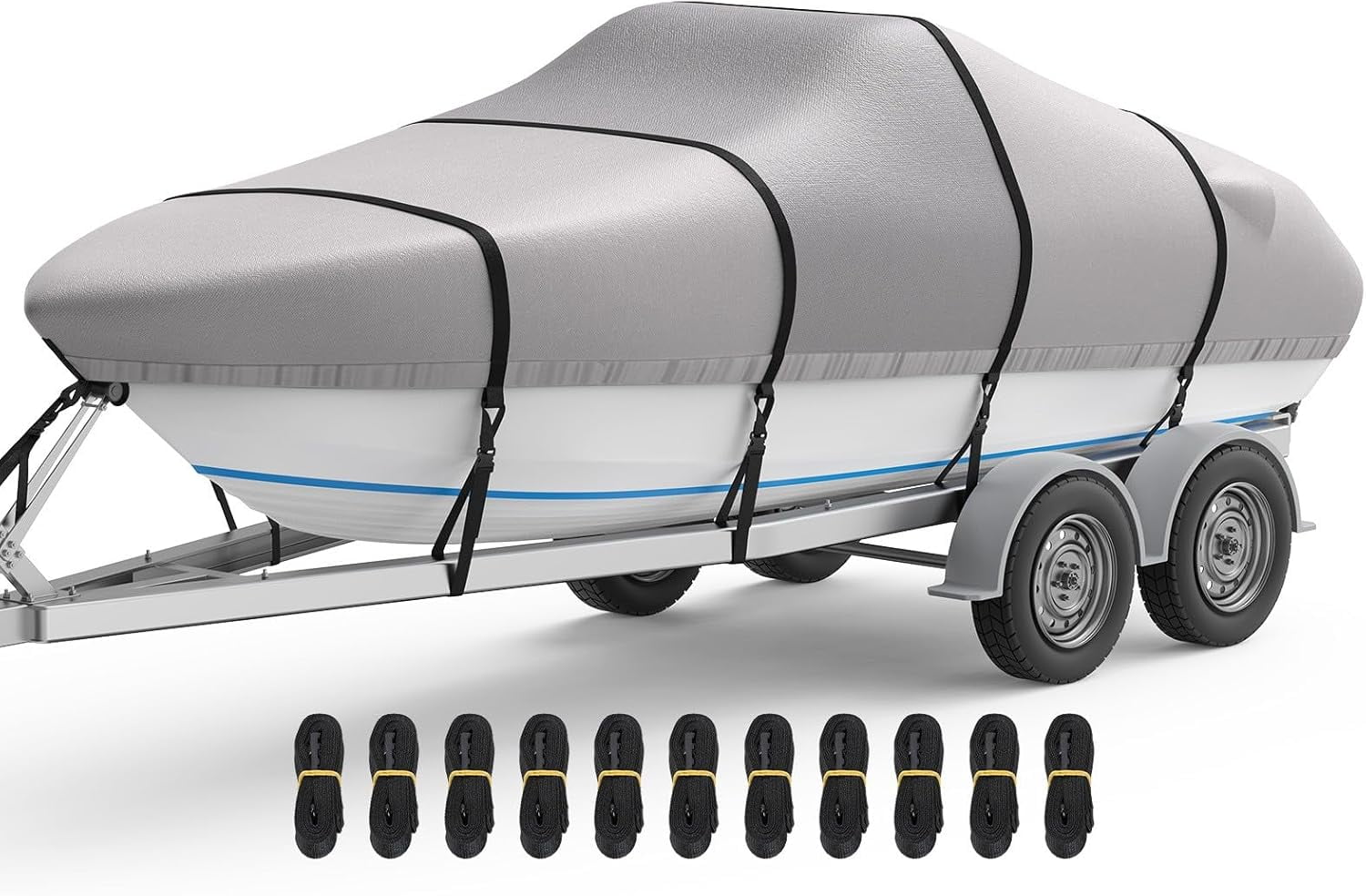 Heavy Duty Boat Cover Waterproof Black For 16-18Ft Fishing Ski Bass Shelter