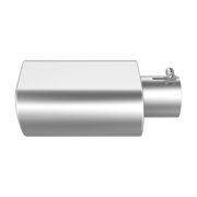 RVNI 2x SS Bolt-On Square Exhaust Tip Rolled Oval Slant 2.5" Inlet - 5.5" x 3" Outlet