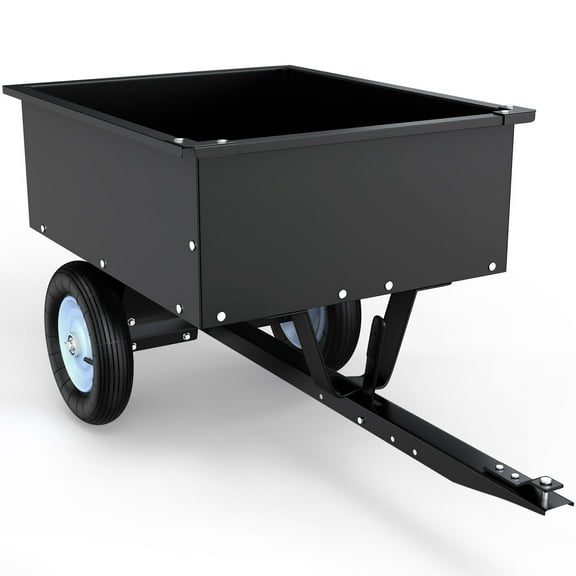 RVNI 350LB Capacity Dump Cart Trailer Tow Behind Lawn Steel for Lawn Tractor & ATV UTV With Wheels Black