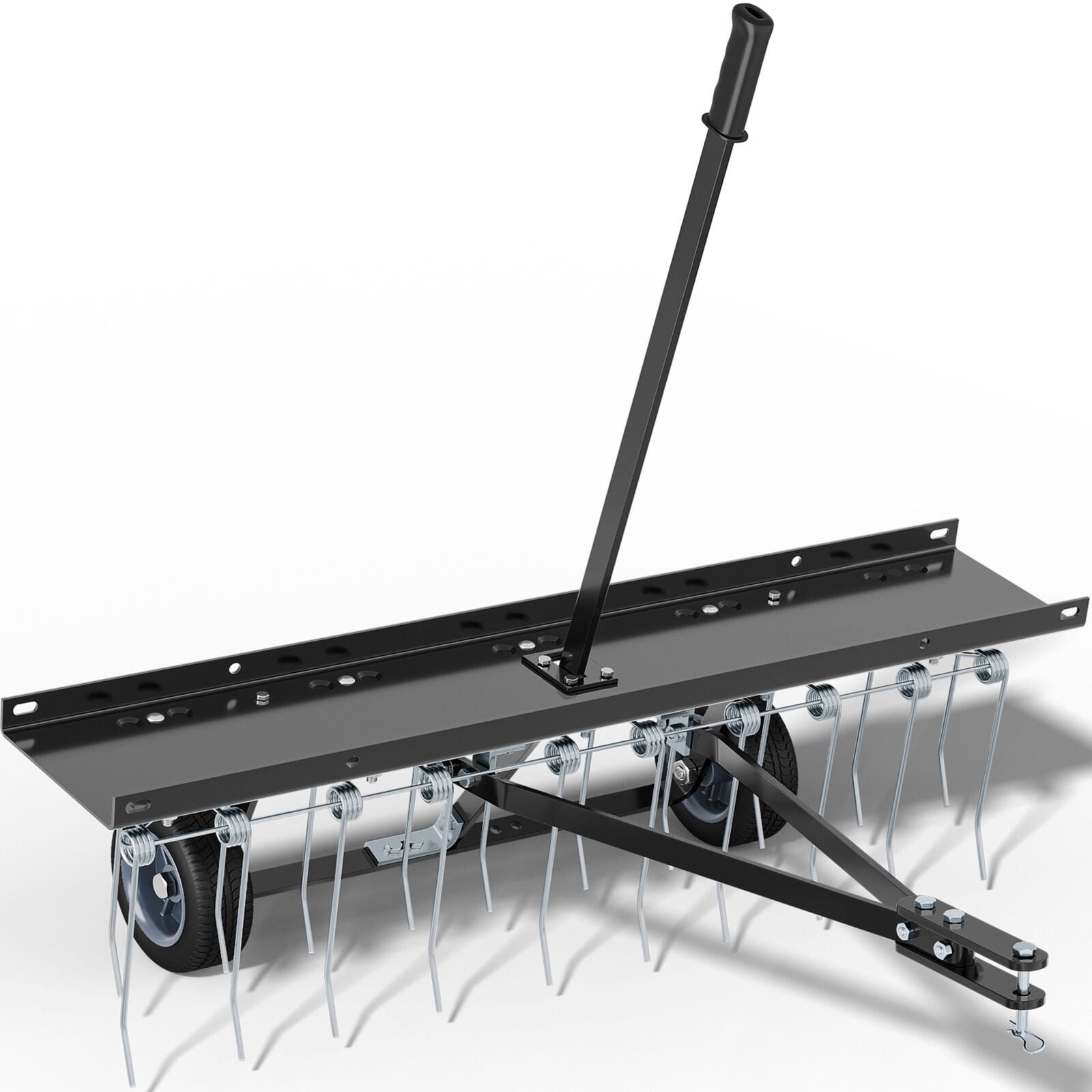 RVNI 40 in Dethatcher Tow Behind Lawn Rake Sweeper with Transport Handle Rust proof Height Adjustable Steel Black