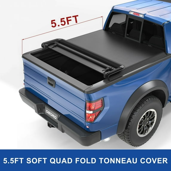 RVNI 5.6ft Tonneau Cover Soft Four Fold Truck Bed Covers for 2009-2014 Ford F-150 F150 Styleside with Led Lamp