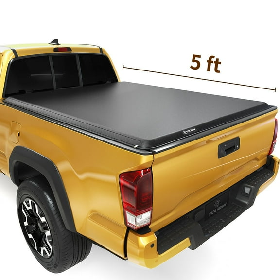 RVNI 5 ft Bed Soft Roll Up Truck Tonneau Cover for 2016-2023 Toyota Tacoma with Deck Rail System