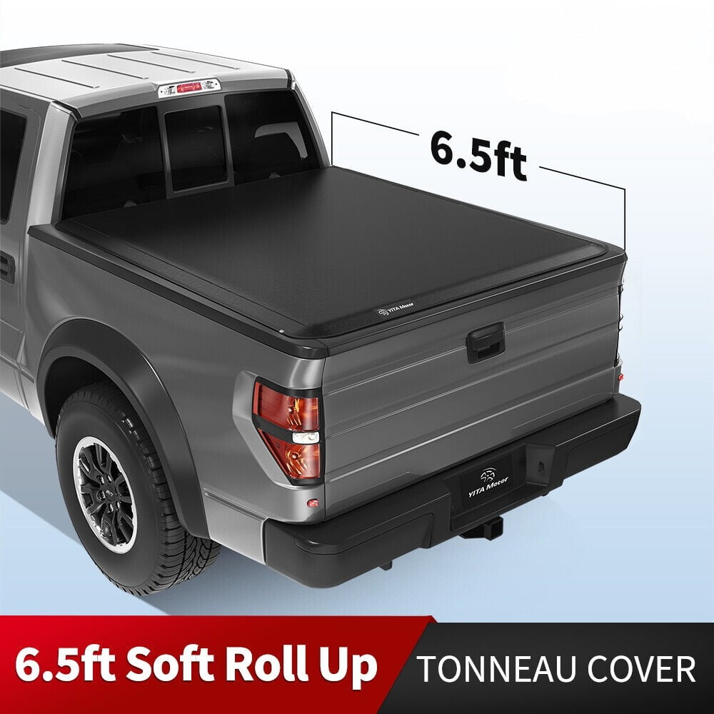 RVNI 6.5 ft 78" Bed Soft Roll Up Truck Bed Tonneau Cover for Ford 2009-2014 F150 F-150 Styleside Truck Top