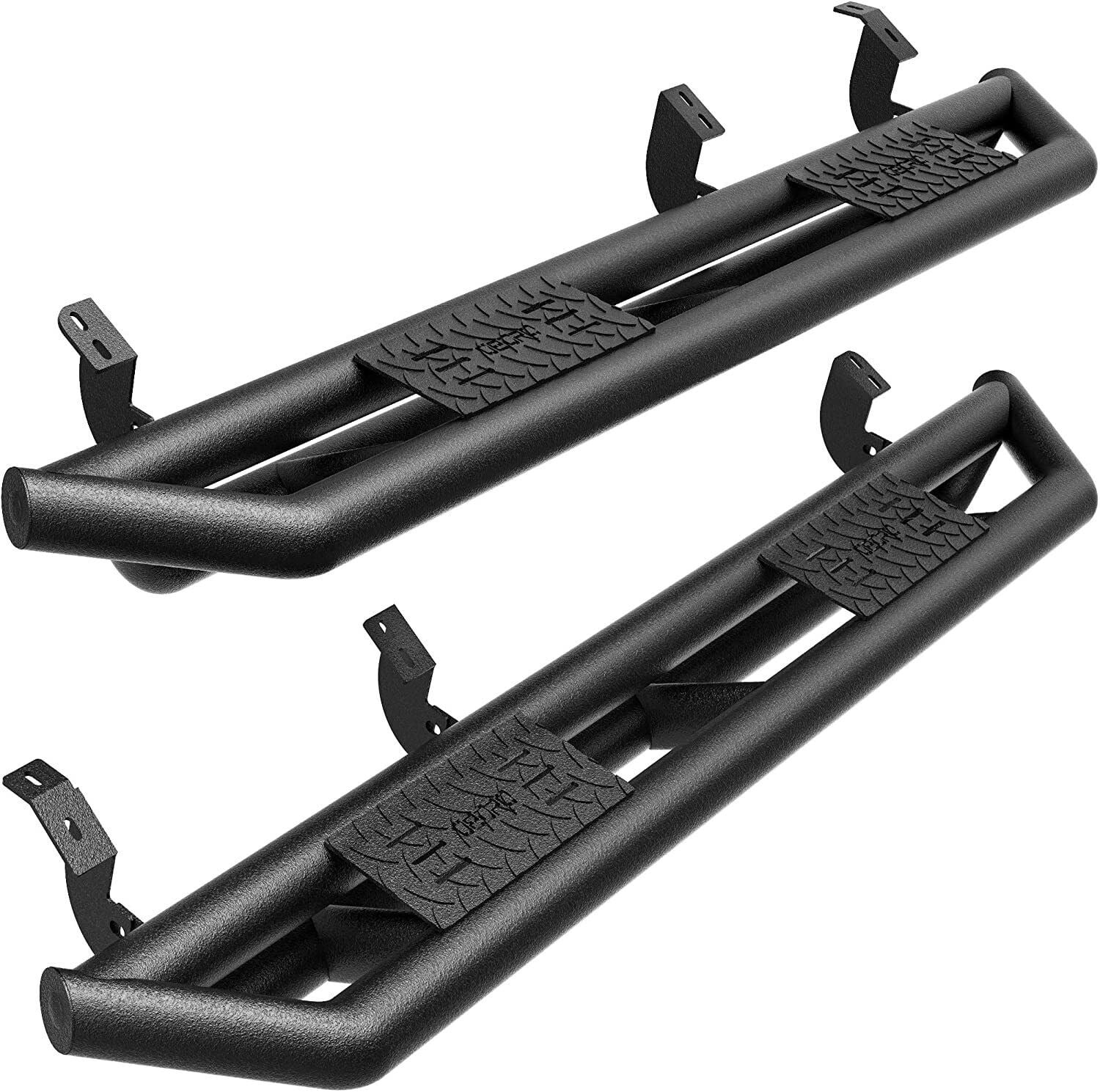 Running Boards For 2007-2021 Toyota Tundra CrewMax - 2-Step Drop Design, Black Powder Coated
