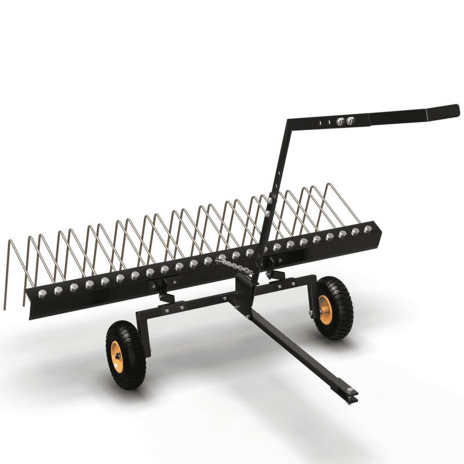 RVNI 60" Dethatcher Tow Behind Lawn Groomer Steel Landscape Rake with Wheels Corrosion Resistant ATV & UTV