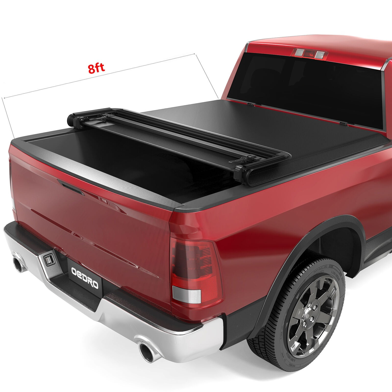 RVNI 8 Ft Soft Quad Fold Truck Bed Tonneau Cover for 2002-2023 Dodge Ram 1500 /Ram 2500 3500