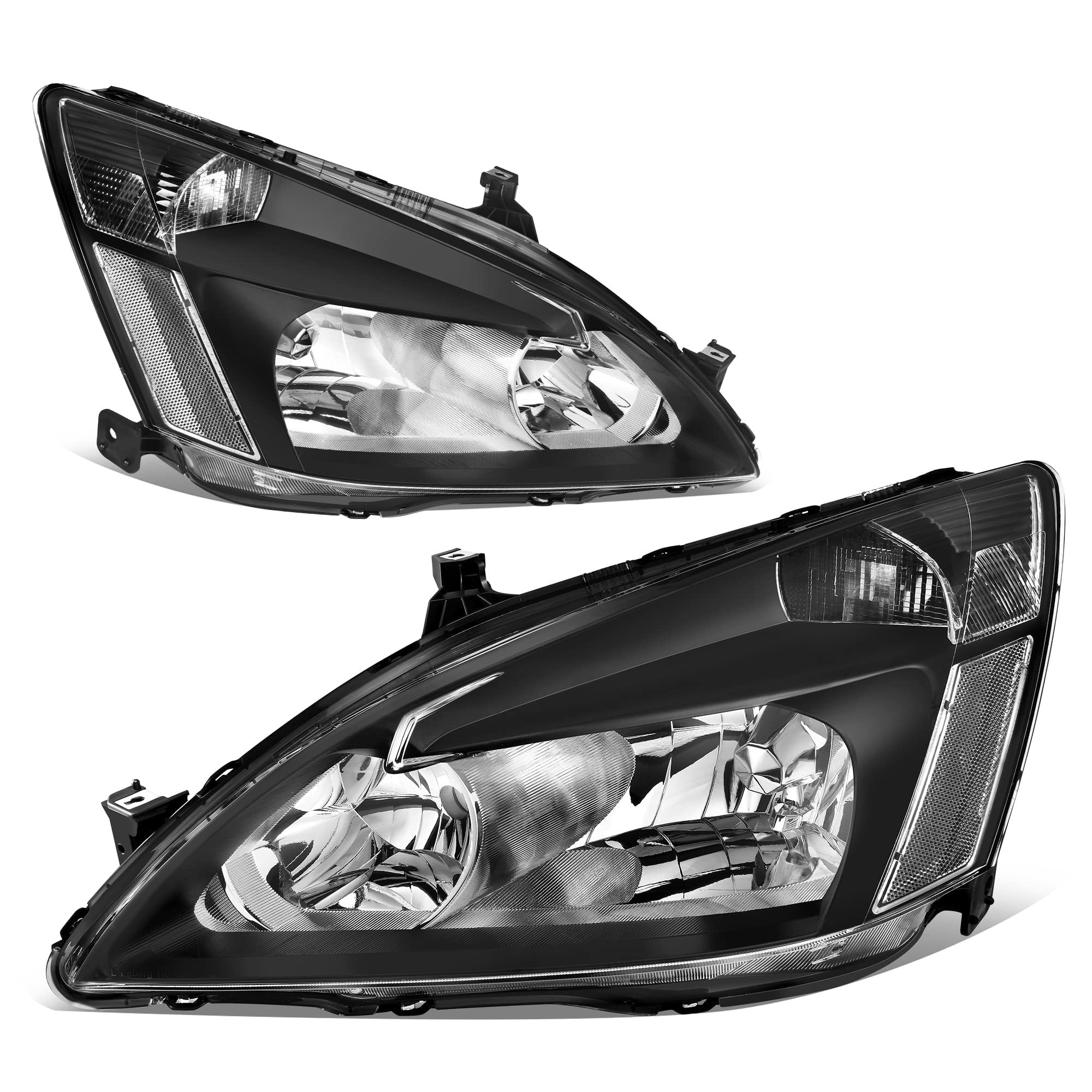 RVNI BLACK HEADLIGHTS FOR 2003-2007 HONDA ACCORD PAIR 03-07 CLEAR CORNER HEADLAMPS