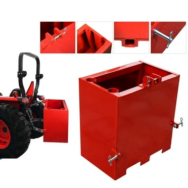 RVNI  800 lbs Tractor Ballast Box with 2'' Quick Hitch Receiver for 3 Point Category 1 Tractors 3 Point Hitch Ballast Box Loaders and Skid Steers Red