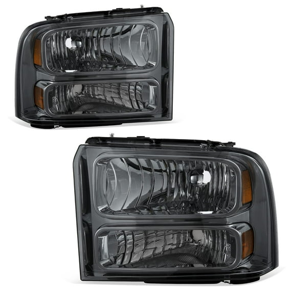 RVNI Chrome Smoke Headlights Fits 1999-2004 Ford F250 F350 Ford Super Duty Excursion