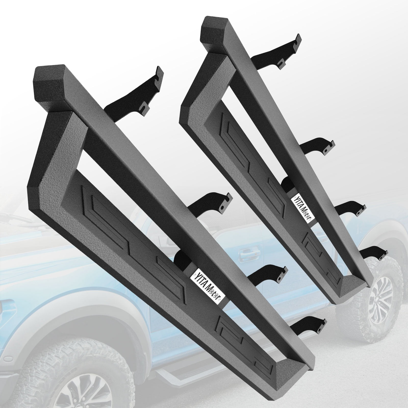 RVNI Drop Running Boards 2022-2025 Toyota Tundra CrewMax Cab Off-Road Side Steps (2 3/4 Size Rear Doors) Black Powder Coated Nerf Bars