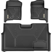 RVNI Floor Mat Liners for 2010 2011 2012 2013 2014 Ford F-150 Super Crew Cab All Weather Black 3pcs 3D TPE Liners