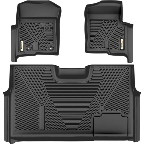 RVNI Floor Mat Liners for 2010 2011 2012 2013 2014 Ford F-150 Super Crew Cab All Weather Black 3pcs 3D TPE Liners