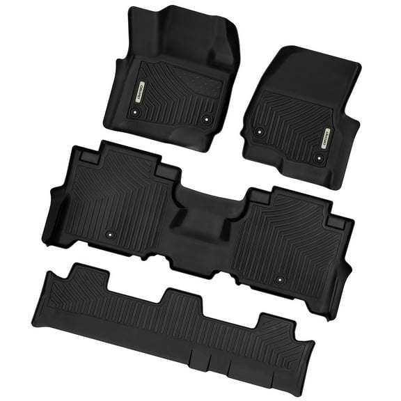 RVNI Floor Mats 3rd Row Black Rubber For 2022-2023 Jeep Wagoneer 8 Seater