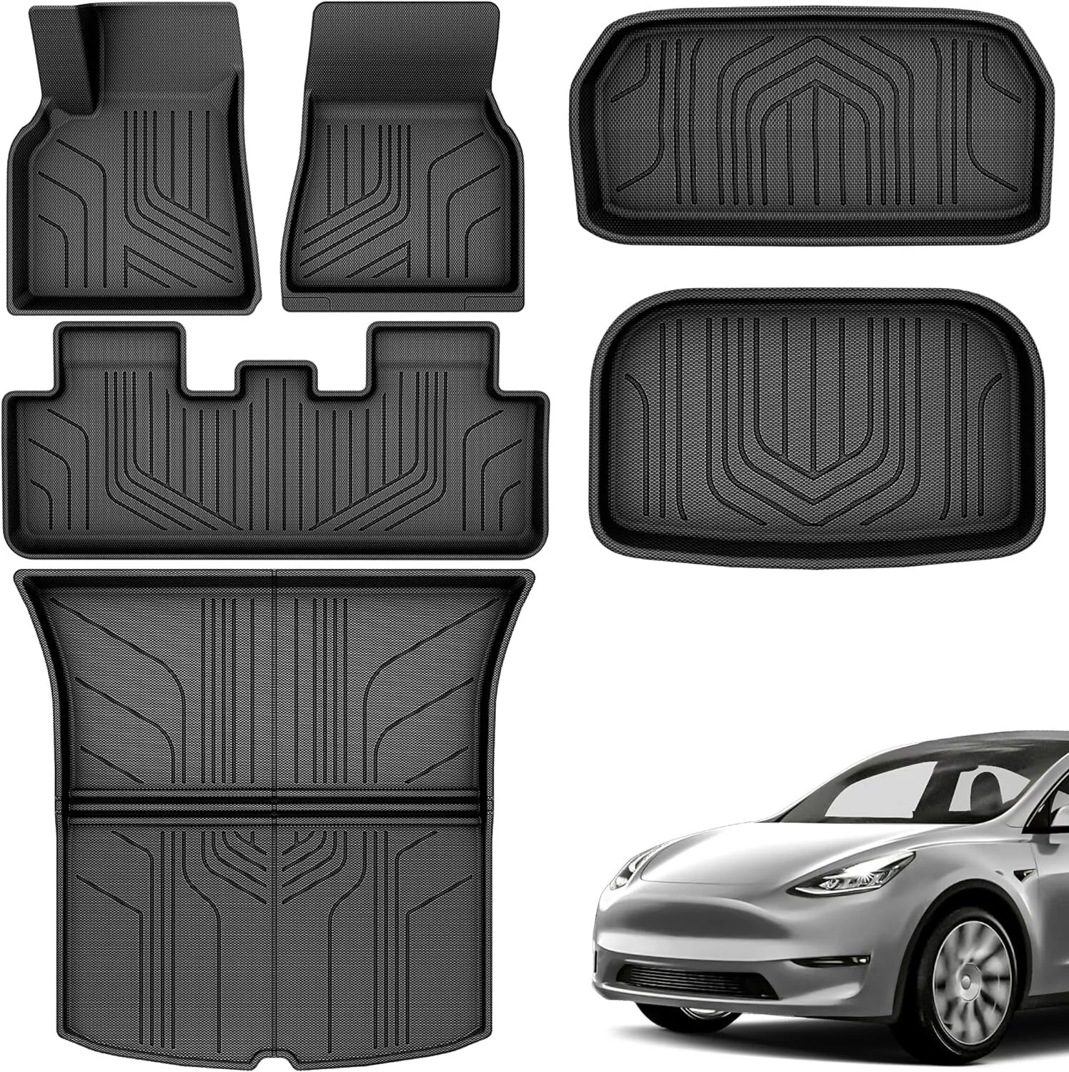 RVNI Floor Mats + Cargo Liner Full Set for 2020-2023 2024 Tesla Model Y All-Weather 6PCS