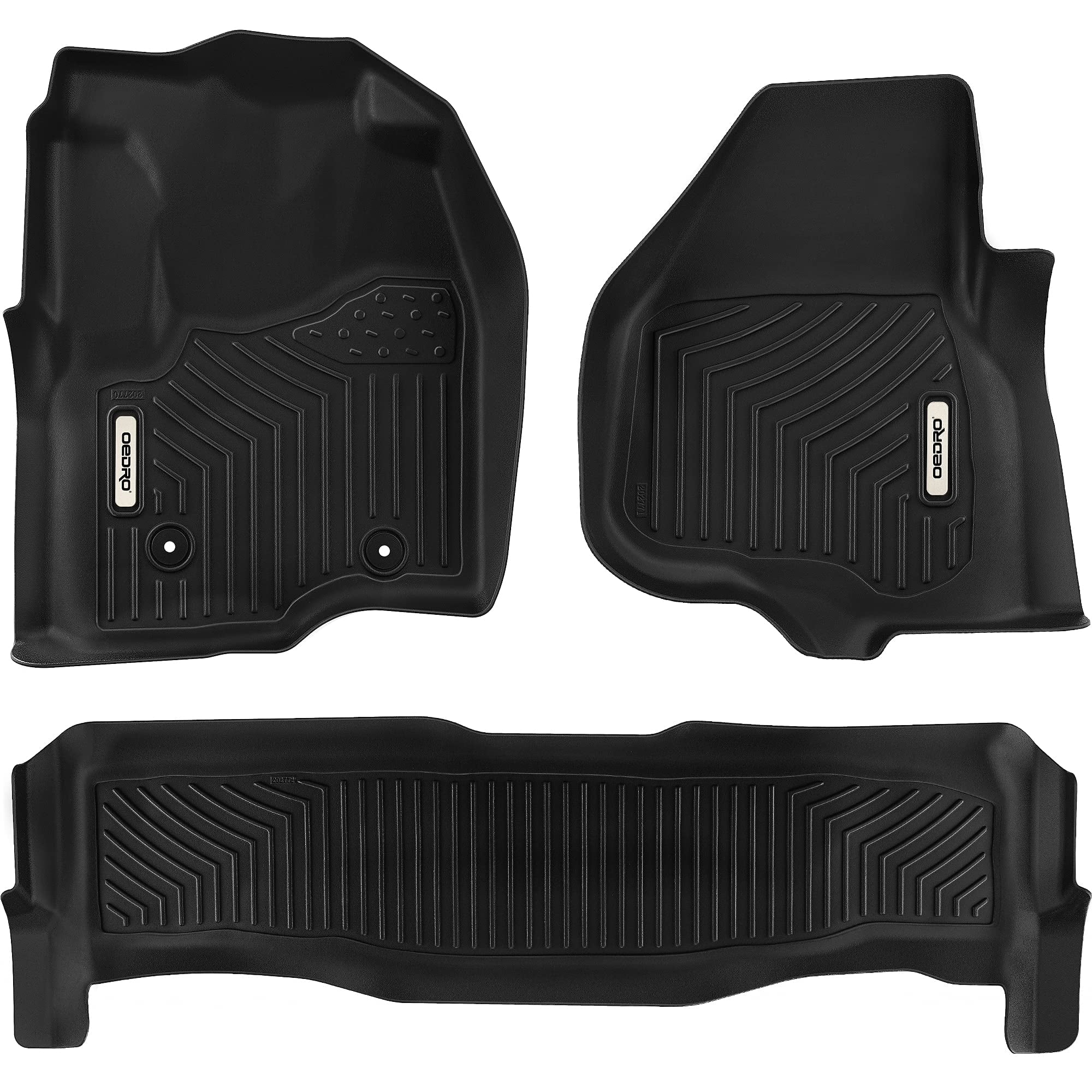 RVNI Floor Mats for 2012-2016 Ford F-250/F-350/F-450 Crew Cab Fit Front & 2nd Seat 2 Row Liner Set - Black TPE All-Weather