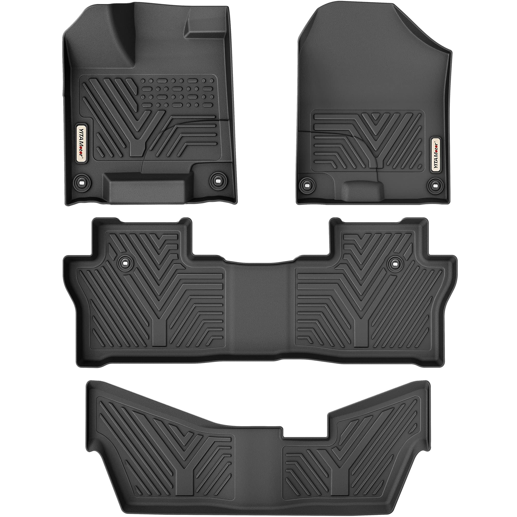 RVNI Floor Mats for 2016-2022 Honda Pilot Rubber 1st 2nd 3rd Row All Weather Liners (Not for Elite & 7 Passenger Models)