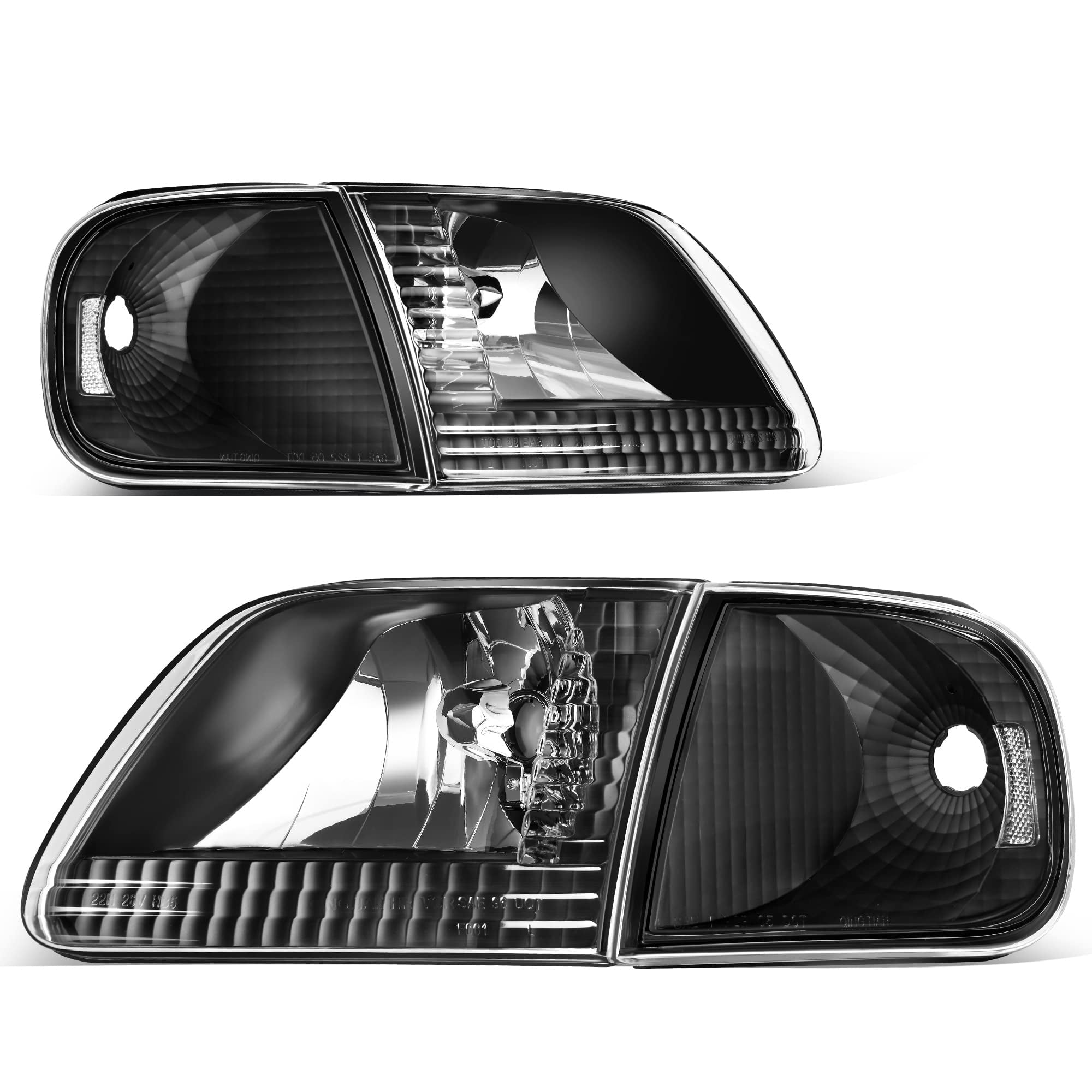 RVNI Front Headlights Assembly+Corner Lamps Pair Fits 1997-2003 Ford F-150 Expedition