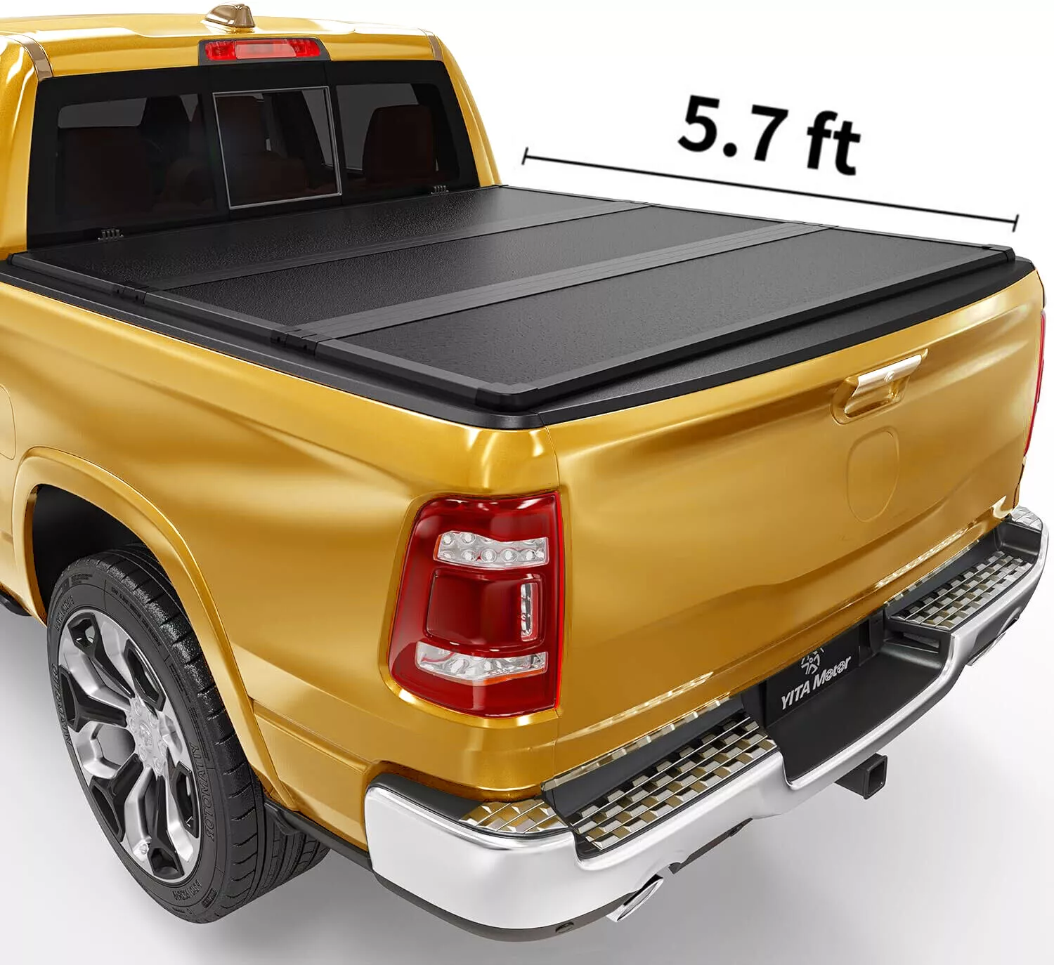 RVNI Hard Tri-Fold Truck Bed Tonneau Cover for 2009-2024 Dodge Ram 1500 Waterproof 5.7ft Bed Without Rambox (2019-2024 Classic ONLY)