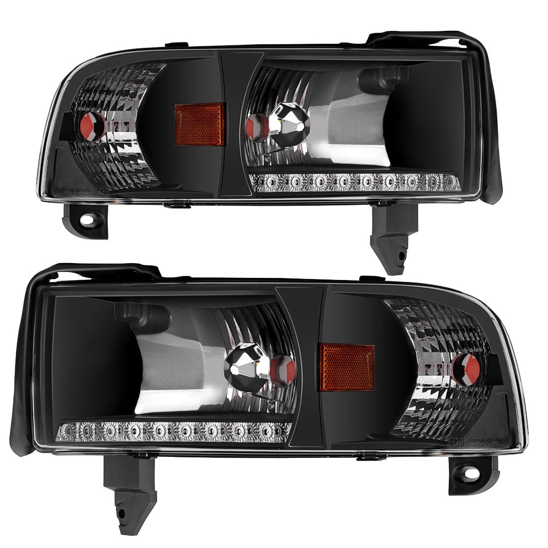 RVNI LED DRL Headlights for 1994-2002 Dodge Ram 1500 2500 3500 Replacement Headlamps