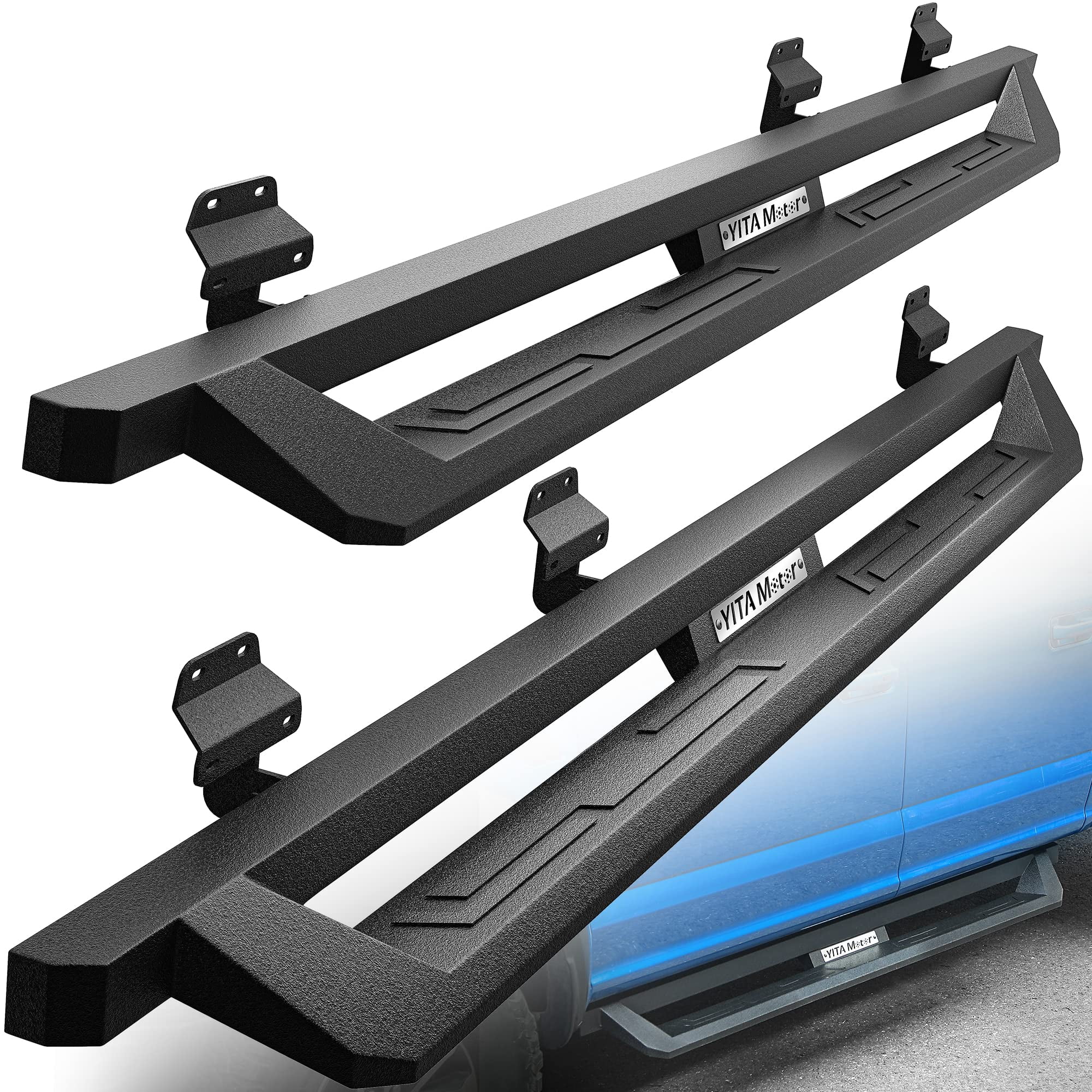 RVNI Running Boards 2015-2025 Ford F-150 Super Crew Cab Powder Coated / 2017-2024 Ford F-250 F-350 Crew Cab Black Off-road Side Steps