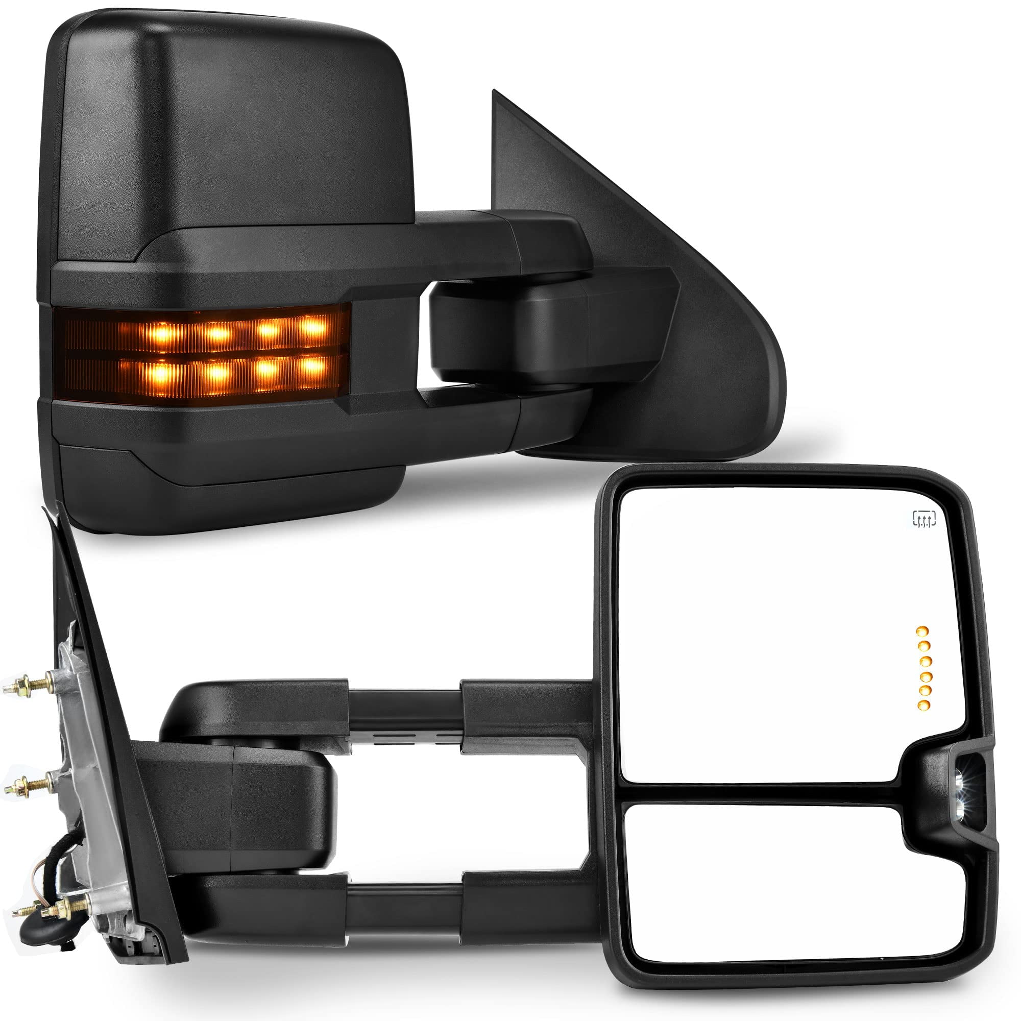 RVNI Tow Mirrors For 14-18 Chevy Silverado 1500 GMC Sierra POWER FOLD Heated Signal