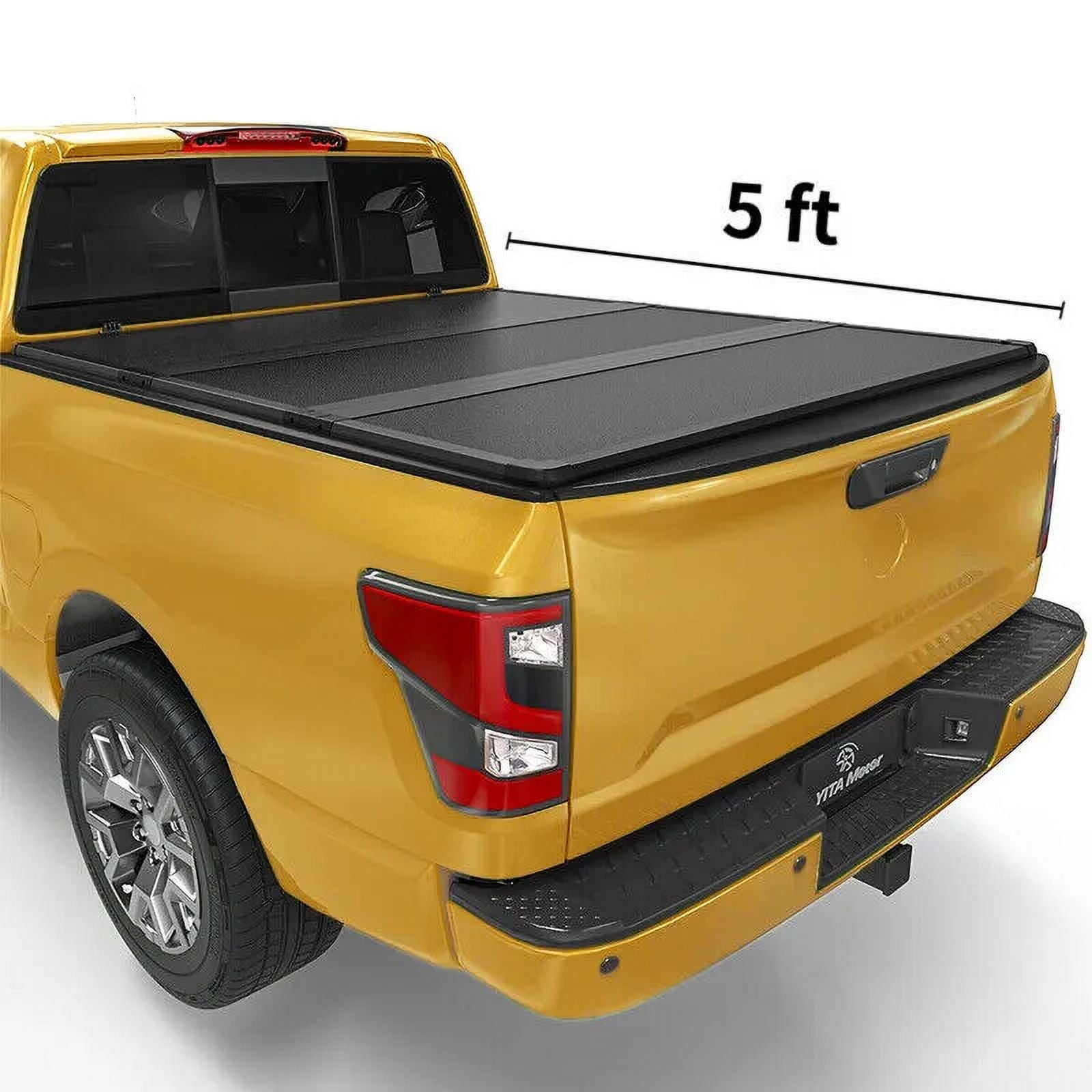 RVNI Truck Bed Tonneau Cover FRP Hard Folding Fit for Toyota Tacoma 2024 5ft Bed with Track Rail System