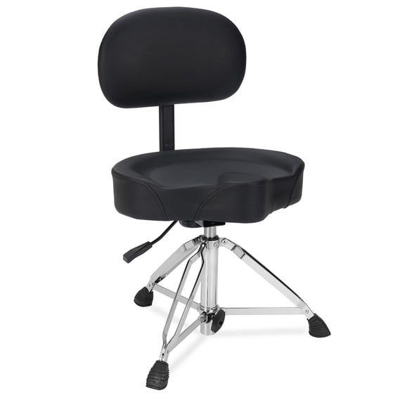 RVONE Hydraulic Drum Throne with Backrest, Saddle Drum Stool, Black