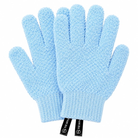 RVOV 2 Pairs 3D Textured Five-Finger Exfoliating Bath Gloves, Gentle Dead Skin Remover with Raised Knot Surface, Soft Flexible Fit, Quick-Dry Hang Loop for Men Women