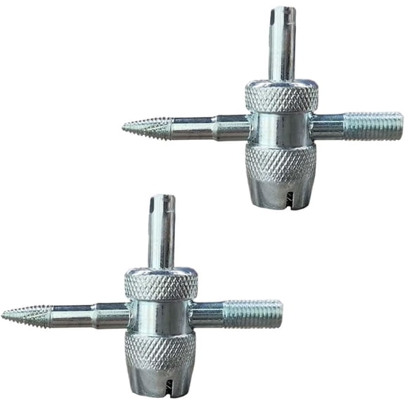 RVOV 2PCS 4-Way Tire Valve Core Removal Tool, 4-in-1 Universal Valve Wrench Kit for Car, Motorcycle, Bicycle Tire Repair, Includes Deflating, Unlocking, Pulling & Reaming Functions
