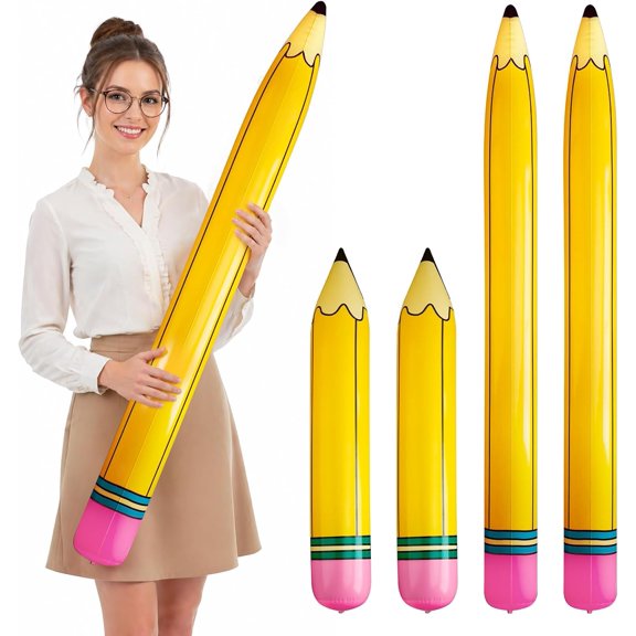 RVOV 43 Inch Inflatable Pencil Balloon, Giant Yellow Pencil Decorations for Back to School, Graduation, Birthday Party, Classroom, Garden, Photo Prop