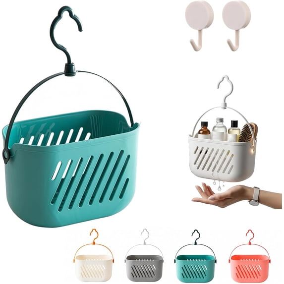 RVOV Plastic Hanging Shower Caddy, Portable Shower Basket Organizer with Hook, Lightweight Bathroom Storage Tote for Dorm, Gym, Travel & College Essentials