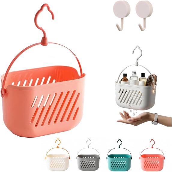 RVOV Plastic Hanging Shower Caddy, Portable Shower Basket Organizer with Hook, Lightweight Bathroom Storage Tote for Dorm, Gym, Travel & College Essentials