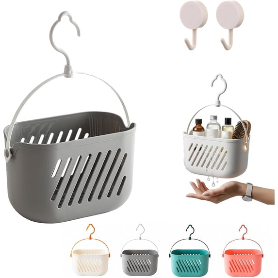 RVOV Plastic Hanging Shower Caddy, Portable Shower Basket Organizer with Hook, Lightweight Bathroom Storage Tote for Dorm, Gym, Travel & College Essentials