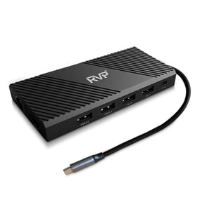 RVP+ Docking Station 3 Monitors, 12-in-1, Tri-Display-4K HDMI Dual Monitors, 5Gbps USB-C-A Data Transfer, USB 3.0, 100W Laptop-Charging, Gigabit Ethernet, Audio, SD-TF Dongle (RVP-MCY93)