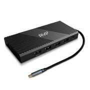 RVP+ Docking Station 3 Monitors, 12-in-1, Tri-Display-4K HDMI Dual Monitors, 5Gbps USB-C-A Data Transfer, USB 3.0, 100W Laptop-Charging, Gigabit Ethernet, Audio, SD-TF Dongle RVP-MCY93