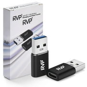 RVP+ USB C Female to USB 3.0 Male Adapter (5Gbps, 2Pack, 0.5FT), USBC to USBA OTG Cable - Black