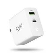 RVP+ USB C Wall Charger Block 38W, Portable 2-Port with USB C/A, PD 3.0-20W, QC 3.0-18W, Fast Charging Plug Adapter Charger