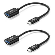 RVP+ USB-C to USB-A 3.0 Female Adapter Cable, Black, 2 Count, 2 Pack