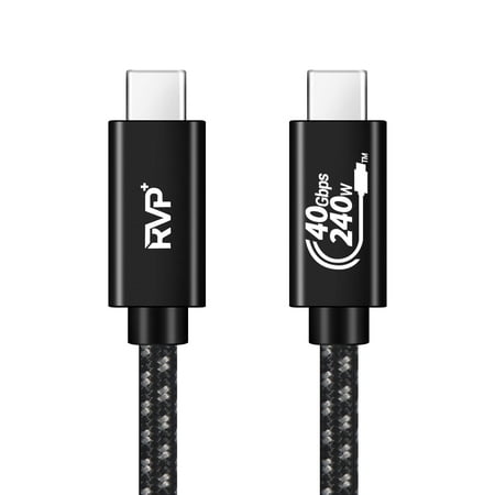 RVP+ USB4 Thunderbolt 4 Cable 240w, 40Gbps 8K Video Fast Charging USB-C to USB-C Cable - Black (RVP-TH100-BK-3FT)